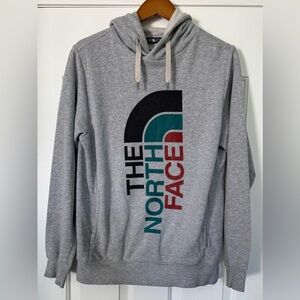 The North Face Hoodie Men’s M Gray Logo Pullover Sweatshirt Kangaroo Pocket